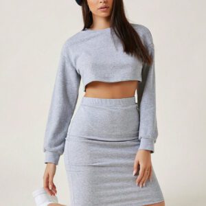 SHEIN BASICS Jupe crayon moulant taille haute unie décontractée