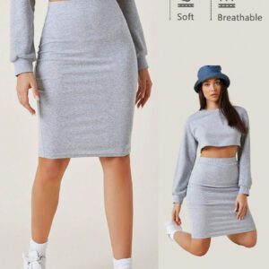 SHEIN BASICS Jupe crayon moulant taille haute unie décontractée