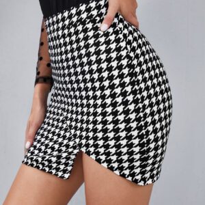 SHEIN Privé Jupe à pied-de-poule asymétrique