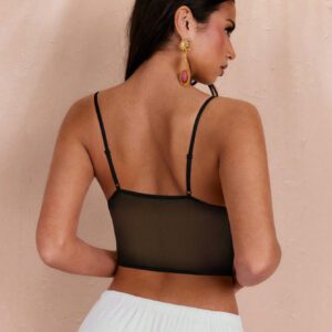 SHEIN BAE Débardeur en dentelle à couleur unie et à patchwork pour femme