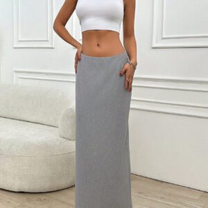 SHEIN Jupe longue fendue à la taille basse pour femmes
