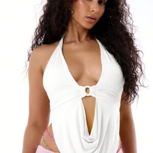 MUSERA Top sexy à encolure bénitier et col halter, pour sortir en boîte de nuit
