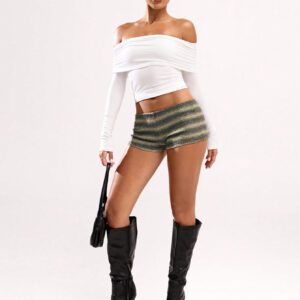 SHEIN BAE Short mini vintage femme casual à couleurs contrastées