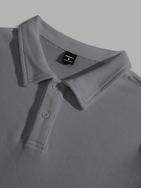 Manfinity UrbanChill Polo en maille décontracté à manches courtes avec boutons devant, couleur unie pour hommes – Image 6