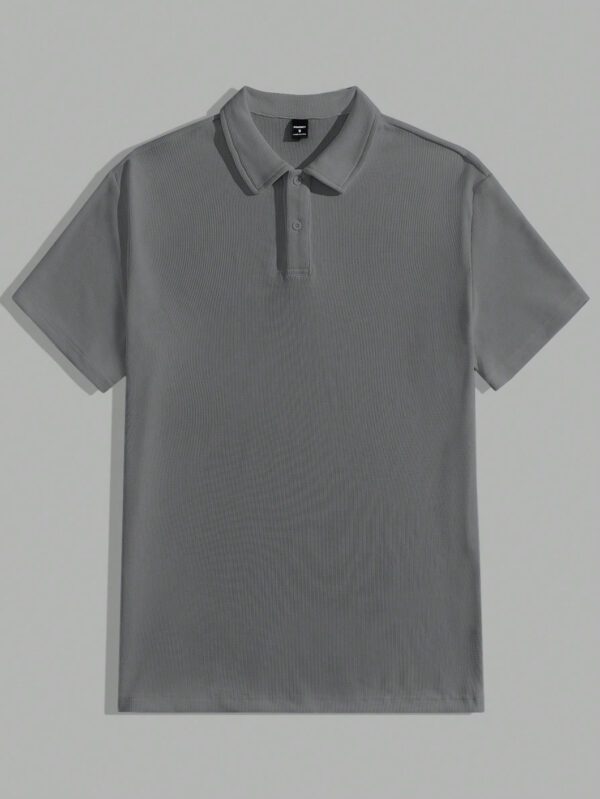 Manfinity UrbanChill Polo en maille décontracté à manches courtes avec boutons devant, couleur unie pour hommes – Image 8