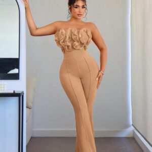 SHEIN SXY Combinaison femme avec volants, décolleté ajusté, pour graduation, fête, rendez-vous