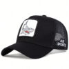 1 pièce Casquette de baseball brodée de requin pour hommes, casquette de camionneur respirante et ajustable pour l"extérieur pour voyager au printemps/été, fête de plage de rue
