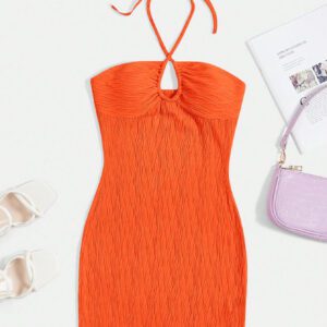 SHEIN EZwear Robe Moulante À Dos Nu Et Col Halter
