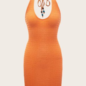 SHEIN ICON Robe moulante dos-nu à nœud découpe cœur