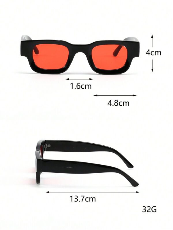 1 pièce Lunettes de mode à monture étroite et épaisse rectangulaire avec surface concave pour le style de rue et les accessoires d'ombre. Accessoires d'Halloween et de plage. Lunettes de soleil au look mode de rue et convenant pour les pulls, vestes, sweats à capuche, pantalons et cargos. – Image 11