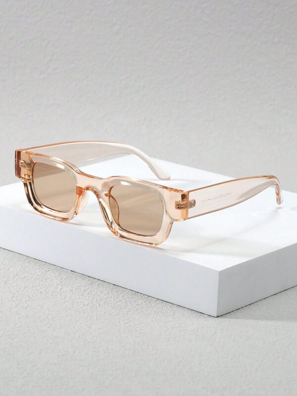 1 pièce Lunettes de mode à monture étroite et épaisse rectangulaire avec surface concave pour le style de rue et les accessoires d'ombre. Accessoires d'Halloween et de plage. Lunettes de soleil au look mode de rue et convenant pour les pulls, vestes, sweats à capuche, pantalons et cargos. – Image 16