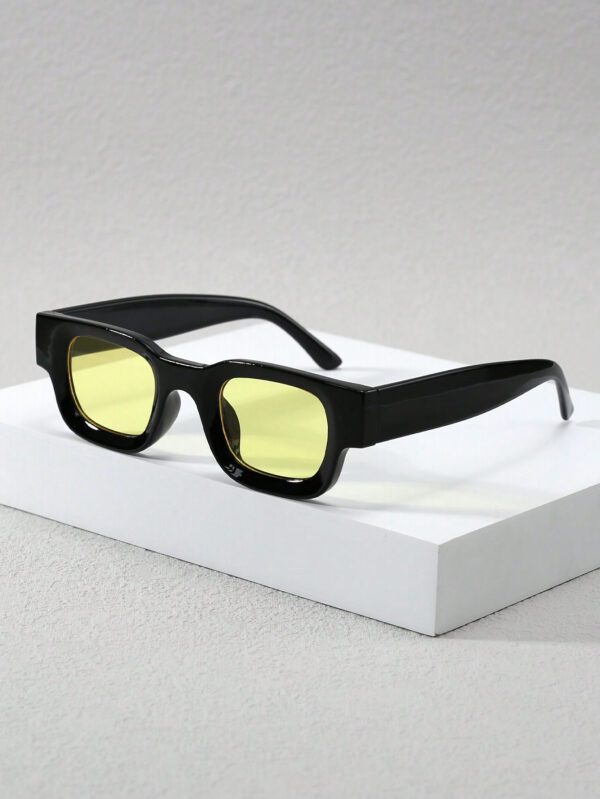 1 pièce Lunettes de mode à monture étroite et épaisse rectangulaire avec surface concave pour le style de rue et les accessoires d'ombre. Accessoires d'Halloween et de plage. Lunettes de soleil au look mode de rue et convenant pour les pulls, vestes, sweats à capuche, pantalons et cargos. – Image 20