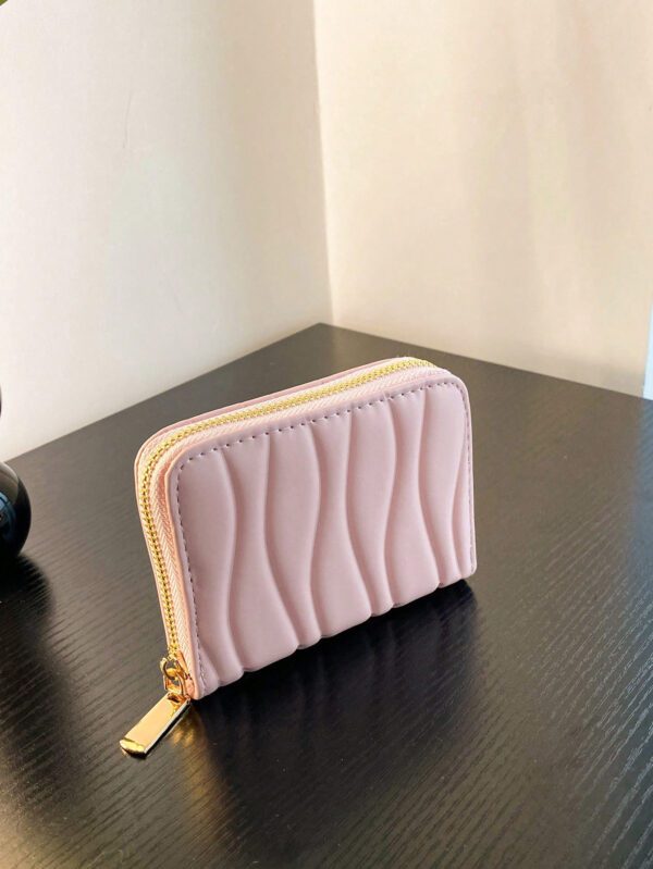 1 pièce Portefeuille court en cuir PU à motif vague, portefeuille court , parfait pour une utilisation quotidienne, les rendez-vous et les cadeaux. Léger et portable. Porte-cartes pour femmes cols blancs, pour les vacances, l'anniversaire, les cadeaux. Accessoire de sac à main décontracté, rose vif, porte-cartes, porte-cartes d', porte-cartes de crédit, porte-cartes pour femmes