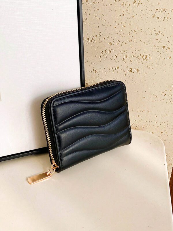 1 pièce Portefeuille court en cuir PU à motif vague, portefeuille court , parfait pour une utilisation quotidienne, les rendez-vous et les cadeaux. Léger et portable. Porte-cartes pour femmes cols blancs, pour les vacances, l'anniversaire, les cadeaux. Accessoire de sac à main décontracté, rose vif, porte-cartes, porte-cartes d', porte-cartes de crédit, porte-cartes pour femmes – Image 4