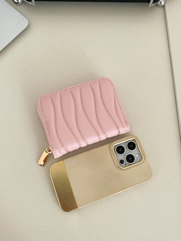 1 pièce Portefeuille court en cuir PU à motif vague, portefeuille court , parfait pour une utilisation quotidienne, les rendez-vous et les cadeaux. Léger et portable. Porte-cartes pour femmes cols blancs, pour les vacances, l'anniversaire, les cadeaux. Accessoire de sac à main décontracté, rose vif, porte-cartes, porte-cartes d', porte-cartes de crédit, porte-cartes pour femmes – Image 8
