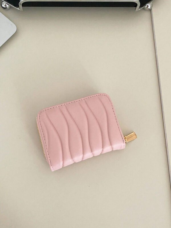 1 pièce Portefeuille court en cuir PU à motif vague, portefeuille court , parfait pour une utilisation quotidienne, les rendez-vous et les cadeaux. Léger et portable. Porte-cartes pour femmes cols blancs, pour les vacances, l'anniversaire, les cadeaux. Accessoire de sac à main décontracté, rose vif, porte-cartes, porte-cartes d', porte-cartes de crédit, porte-cartes pour femmes – Image 9