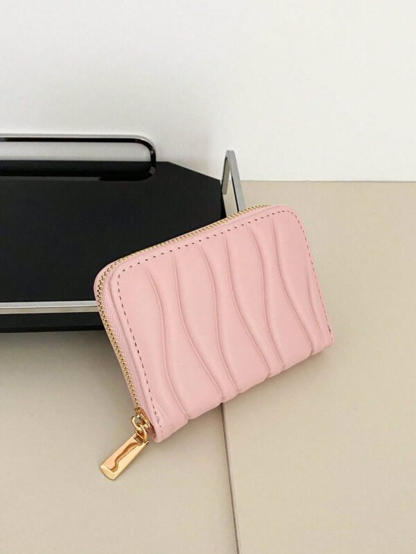 1 pièce Portefeuille court en cuir PU à motif vague, portefeuille court , parfait pour une utilisation quotidienne, les rendez-vous et les cadeaux. Léger et portable. Porte-cartes pour femmes cols blancs, pour les vacances, l'anniversaire, les cadeaux. Accessoire de sac à main décontracté, rose vif, porte-cartes, porte-cartes d', porte-cartes de crédit, porte-cartes pour femmes – Image 10