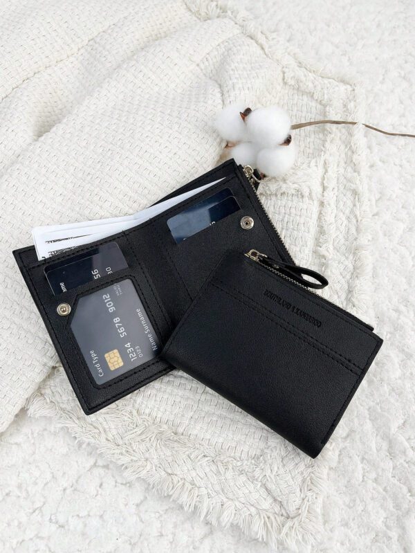 SOUTHLAND&KANGAROO Portefeuille pliant avec détail de lettres noires, petit portefeuille, petit porte-monnaie biface fin, portefeuille pour femme léger et portable, étui pour cartes de crédit et clés, portefeuille court mignon et tendance. Cadeau d'anniversaire, cadeau d'anniversaire, cadeau pour couple, cadeau pour femme, cadeau pour fille, cadeau pour dame, fournitures scolaires, sac de retour à l'école, cadeau pour entreprise, décontracté pour les affaires – Image 9