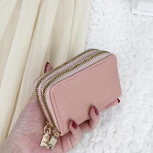 1 pièce Sac rose bébé de rangement, sac à main, portefeuille petit, porte-monnaie zippé double couche, pour hommes et pour les courses quotidiennes, les voyages scolaires. Léger et portable. Porte-cartes, porte-cartes d'identité pour cols blancs, cadeau d'anniversaire, de vacances, pour enseignants. Porte-cartes, porte-cartes de visite, porte-cartes de crédit pour femmes.