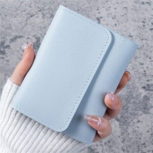 Portefeuille court pour femme simple avec porte-cartes d'identité et porte-monnaie, fonctions multiples, trois volets, ultra-mince et brillant, convient pour les étudiants et un style décontracté pour les affaires.