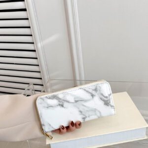 Portefeuille long motif marbre, étui à chéquier fin et portable. Pour les cadres, femmes, étudiantes, pour le travail, les affaires, les déplacements, le bureau, anniversaire, couple, cadeau Saint-Valentin
