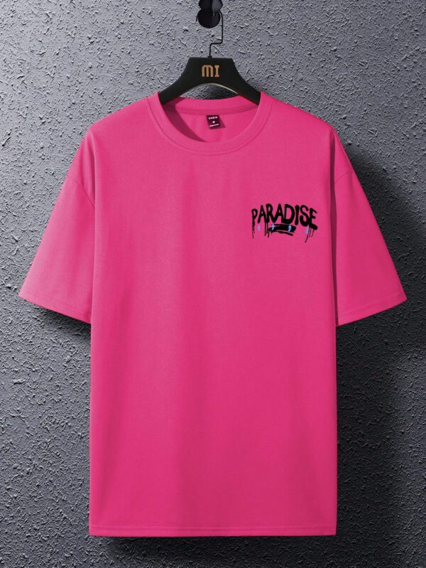 Manfinity LEGND T-shirt casual à manches courtes avec impression graphique de lettres, col rond, pour hommes, pour les amis – Image 7