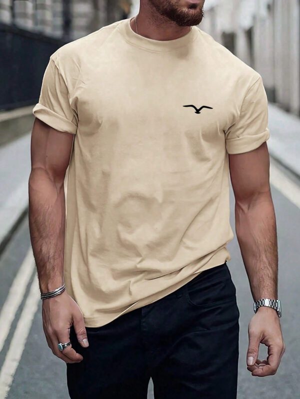 T-shirt décontracté à col rond à manches courtes avec impression de mouette pour hommes, été – Image 11