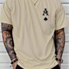 T-shirt décontracté d'été à manches courtes imprimé poker pour hommes, col rond pour une tenue de travail décontractée