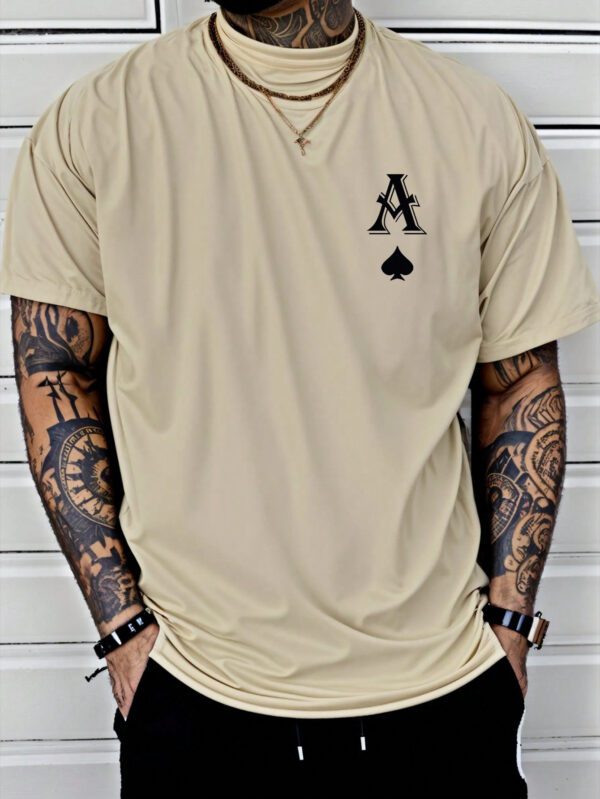 T-shirt décontracté d'été à manches courtes imprimé poker pour hommes, col rond pour une tenue de travail décontractée
