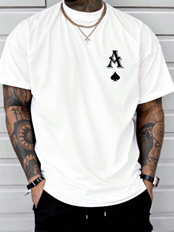 T-shirt décontracté d'été à manches courtes imprimé poker pour hommes, col rond pour une tenue de travail décontractée – Image 3