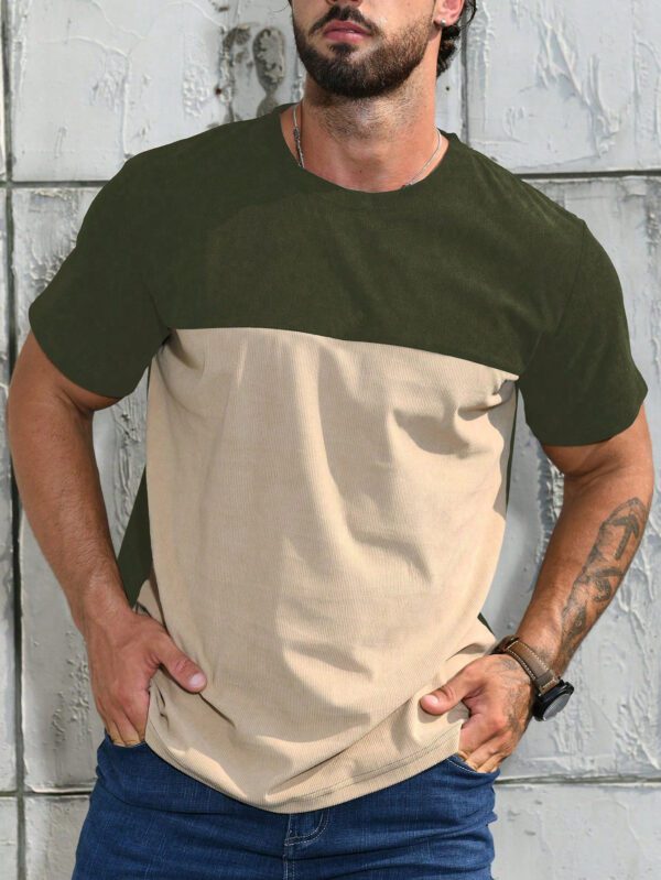 Manfinity Homme T-shirt casual à manches courtes bicolore pour homme, pour sortir, pour le mari – Image 2