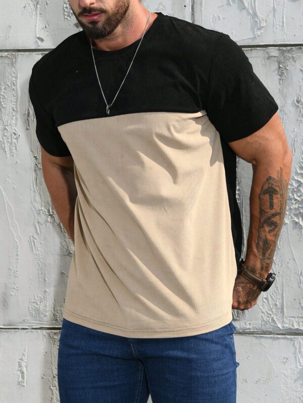 Manfinity Homme T-shirt casual à manches courtes bicolore pour homme, pour sortir, pour le mari – Image 6