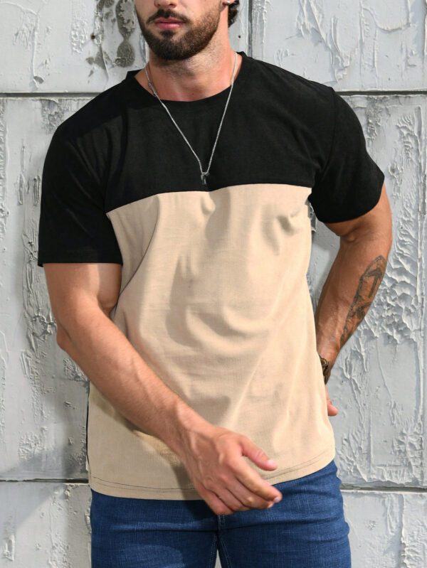 Manfinity Homme T-shirt casual à manches courtes bicolore pour homme, pour sortir, pour le mari – Image 7