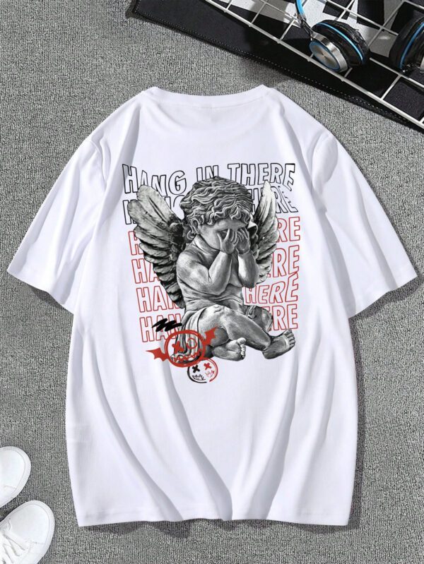 Manfinity EMRG T-shirt D'impression D'ange Et De Lettre Pour Homme – Image 3