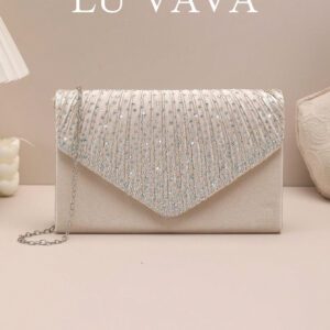 Petit sac enveloppe avec détail plissé, décoration de strass, Saint-Valentin