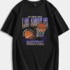 ROMWE Prep T-shirt en coton à imprimé graphique de basket-ball avec lettrage, école
