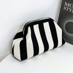 Pochette élégante rayée et bicolore BAIZE - grande et polyvalente, idéale pour un usage quotidien et toutes les occasions, cadeaux de Noël