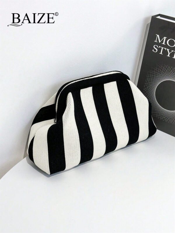 Pochette élégante rayée et bicolore BAIZE - grande et polyvalente, idéale pour un usage quotidien et toutes les occasions, cadeaux de Noël