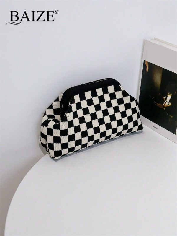Pochette élégante rayée et bicolore BAIZE - grande et polyvalente, idéale pour un usage quotidien et toutes les occasions, cadeaux de Noël – Image 2