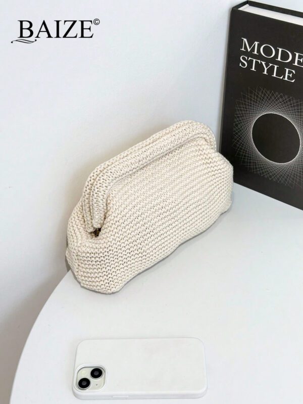 Pochette élégante rayée et bicolore BAIZE - grande et polyvalente, idéale pour un usage quotidien et toutes les occasions, cadeaux de Noël – Image 3