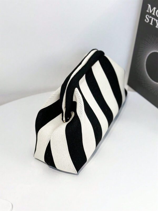 Pochette élégante rayée et bicolore BAIZE - grande et polyvalente, idéale pour un usage quotidien et toutes les occasions, cadeaux de Noël – Image 6
