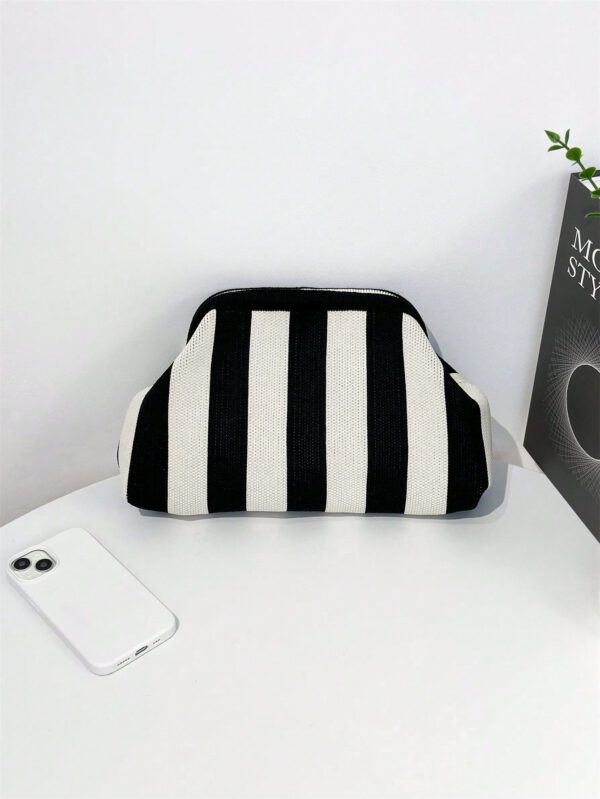 Pochette élégante rayée et bicolore BAIZE - grande et polyvalente, idéale pour un usage quotidien et toutes les occasions, cadeaux de Noël – Image 14