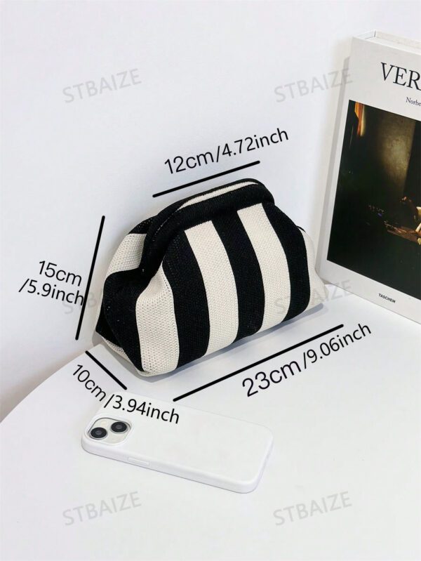 Pochette élégante rayée et bicolore BAIZE - grande et polyvalente, idéale pour un usage quotidien et toutes les occasions, cadeaux de Noël – Image 16