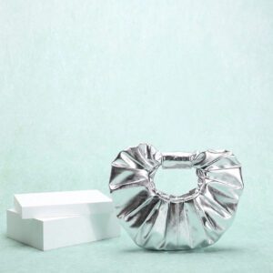 1 pièce Sac embrayage plissé en PU avec un design perlé irisé de couleur unie. Un style occidental simple et élégant, sac à main de soirée pour femmes