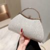 Sac À Main Avec Chaîne Métallique Plissée À Paillettes, Texture Élégante Du Cadre En Tissu Et Sac À Main De Dîner Classique Pour Soirée