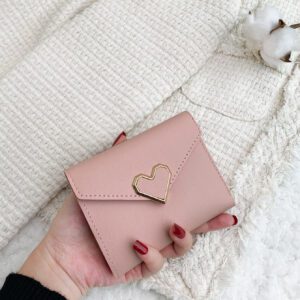 Petit portefeuille en métal en forme de cœur, poche à monnaie, petit portefeuille pliant, portefeuille mini léger et minimaliste, mode moderne. Cadeau pour anniversaire, Saint-Valentin, anniversaire, cadeau pour les filles, les femmes. Fournitures scolaires pour la chambre d'étudiant et la rentrée scolaire. Porte-cartes de visite, porte-cartes de crédit pour femmes. Rose vif, fournitures scolaires, cadeaux pour enseignants, rentrée scolaire, porte-cartes de Saint-Valentin