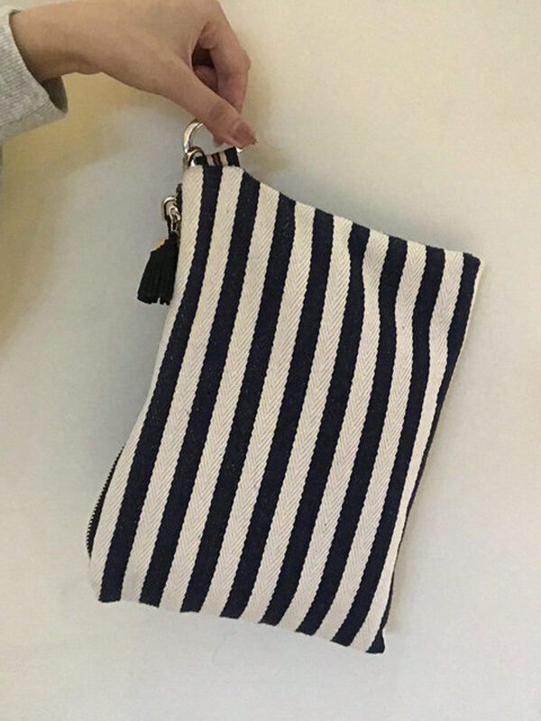 Sac Carré Moyen À Rayures À Franges – Image 7