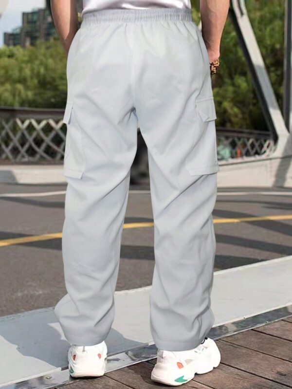 Manfinity Pantalon cargo homme avec cordon de serrage à la taille, pantalon ample Y2k, pantalon ample pour hommes Y2k – Image 3