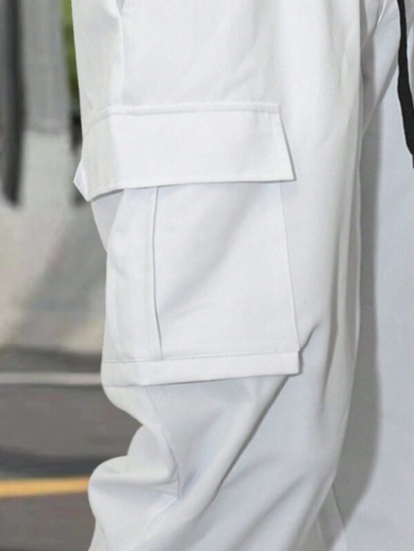 Manfinity Pantalon cargo homme avec cordon de serrage à la taille, pantalon ample Y2k, pantalon ample pour hommes Y2k – Image 5