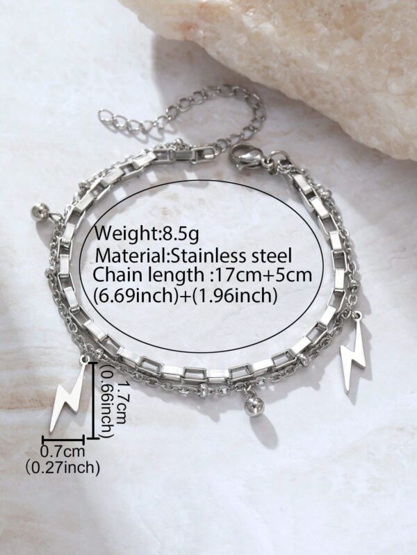 1 pièce Hommes en acier inoxydable bracelet pour hip-hop punk style éclair, parfait pour les accessoires de fête d'été – Image 3